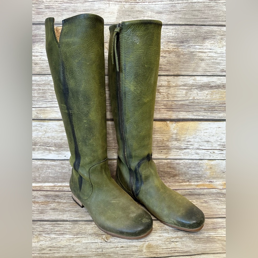 John Fluevog Women’s 6 Radio ARD Knee High Boots Green Leather - Picture 2 of 10